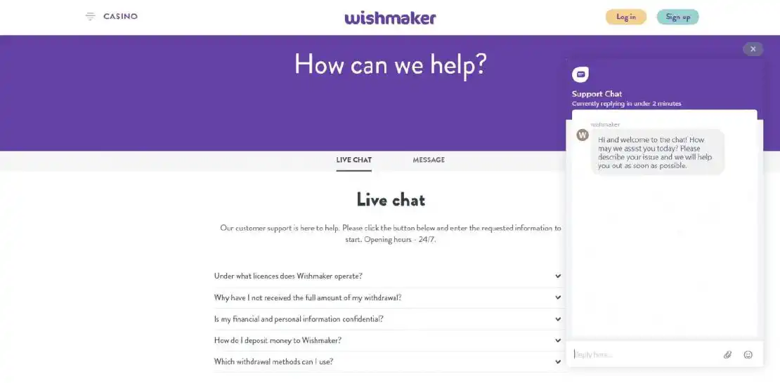 Wishmaker casino online official page